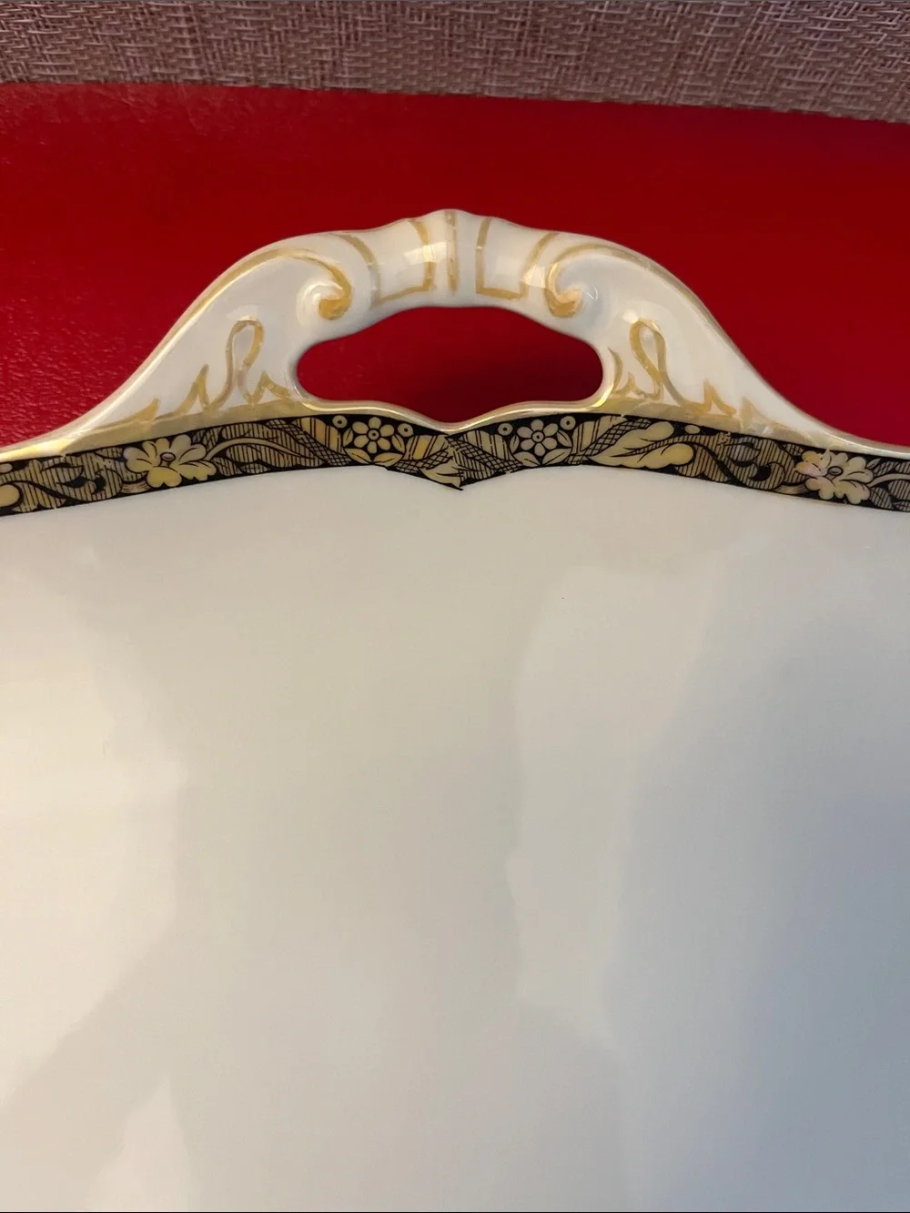 Vintage Hutschenreuther Hohenberg Cream with Gold Encrusted Trim Square Tray